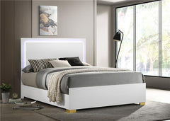 Marceline Wood Eastern King LED Panel Bed White - 222931KE