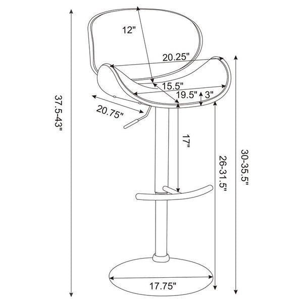 Harris Adjustable Bar Stool Ecru and Chrome - 130505