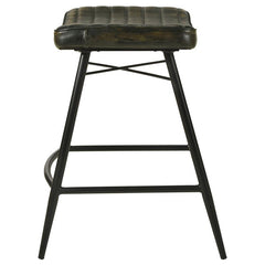 Bayu Leather Upholstered Saddle Seat Backless Counter Height Stool Antique Espresso and Black (Set of 2) - 109258