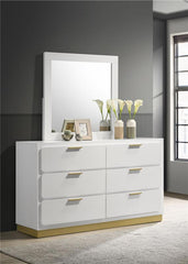Caraway 6-drawer Dresser with Mirror White - 224773M