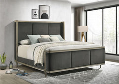 Alderwood Upholstered Queen Wingback Bed French Grey - 223121Q