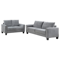 Davis 2-piece Upholstered Rolled Arm Sofa Grey - 509634-S2