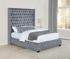 Rocori Upholstered Queen Wingback Bed Grey - 306075Q