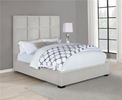 Panes Upholstered Eastern King Panel Bed Beige - 315850KE