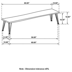 Sherman Bench Natural Acacia and Matte Black - 190913
