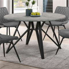 Neil Round Wood Top Dining Table Concrete and Black - 193801