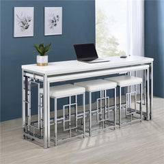 Jackson 5-piece Multipurpose Counter Height Table Set White and Chrome - 182715