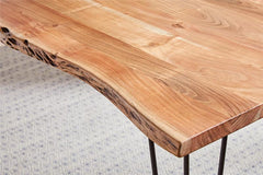 Sherman Rectangular Dining Table Natural Acacia and Matte Black - 190911