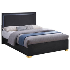 Marceline Wood Full LED Panel Bed Black - 222831F