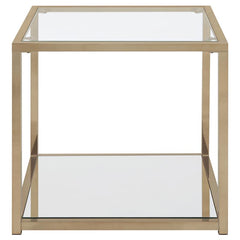 Cora Glass Top End Table Mirrored Shelf Chocolate Chrome - 705237