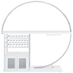 Risley 2-door Circular LED Home Bar with Wine Storage White High Gloss - 182798
