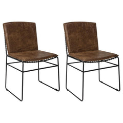 Abbott Upholstered Side Chairs Antique Brown and Matte Black (Set of 2) - 192502