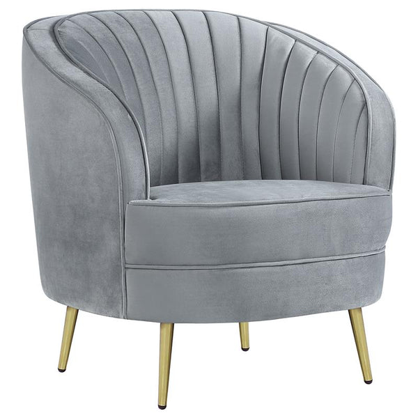 Sophia Upholstered Channel Tufted Barrel Accent Chair Grey - 506866