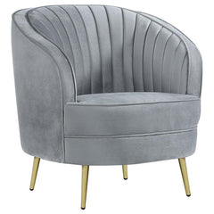 Sophia Upholstered Channel Tufted Barrel Accent Chair Grey - 506866