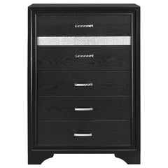 Miranda 5-drawer Chest Black and Rhinestone - 206365