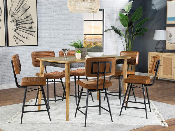 Partridge 7-piece Rectangular Counter Height Dining Set Natural Sheesham and Camel - 110578-S7C
