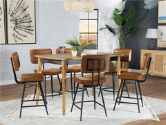 Partridge 7-piece Rectangular Counter Height Dining Set Natural Sheesham and Camel - 110578-S7C