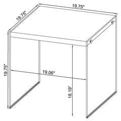 Opal Square Glass Frame Side End Table White High Gloss - 704147