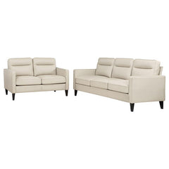 Jonah 2-piece Upholstered Track Arm Sofa Set Ivory - 509651-S2