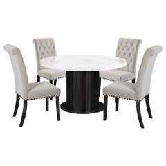 Sherry 5-piece Round Dining Set with Sand Velvet Chairs - 115490-S5S