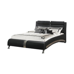 Jeremaine Upholstered Queen Sleigh Bed Black - 300350Q