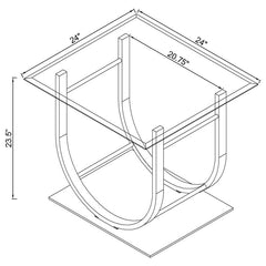 Danville Square U-Shaped Glass Top Side End Table Chrome - 704987