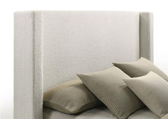 Alamosa Boucle Upholstered Eastern King Wingback Platform Bed White - 310078KE