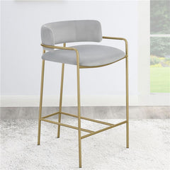 Comstock Upholstered Low Back Stool Grey and Gold - 182159