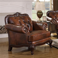 Victoria Full Leather Upholstered Rolled Arm Chair Brown - 500683