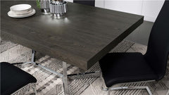 Benson Rectangular Trestle Base Dining Table Dark Oak and Chrome - 107121