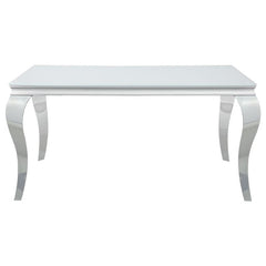 Carone Rectangular Glass Top Dining Table White and Chrome - 115091