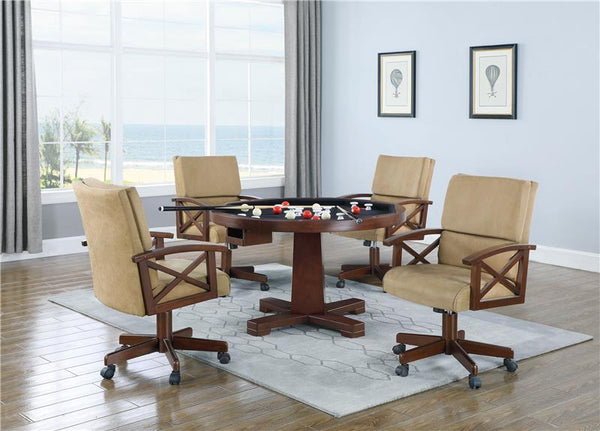 Marietta Upholstered Game Chair Tobacco and Tan - 100172