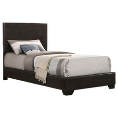 Conner Upholstered Twin Panel Bed Dark Brown - 300261T