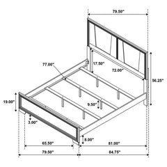 Janine 4-piece Eastern King Bedroom Set Grey - 223551KE-S4