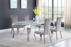 Carone Rectangular Glass Top Dining Table White and Chrome - 115081