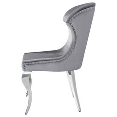 Cheyanne Upholstered Wingback Side Chair with Nailhead Trim Chrome and Grey (Set of 2) - 190743