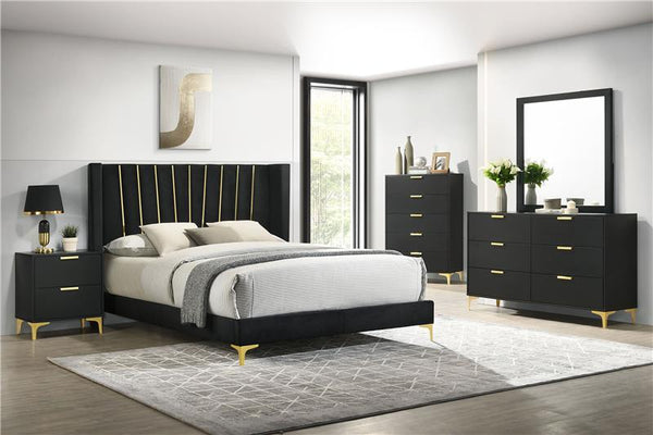 Kendall Upholstered Queen Panel Bed Black - 301161Q