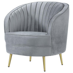 Sophia Upholstered Channel Tufted Barrel Accent Chair Grey - 506866