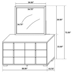Marceline 6-drawer Dresser with Mirror Black - 222833M
