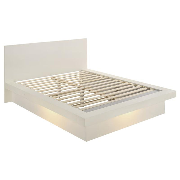 Jessica Wood Queen LED Panel Bed Cream White - 202990Q