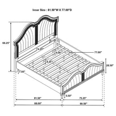 Evangeline Wood Eastern King LED Panel Bed Silver Oak - 223391KE