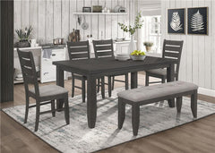 Dalila Rectangular Plank Top Dining Table Dark Grey - 102721GRY