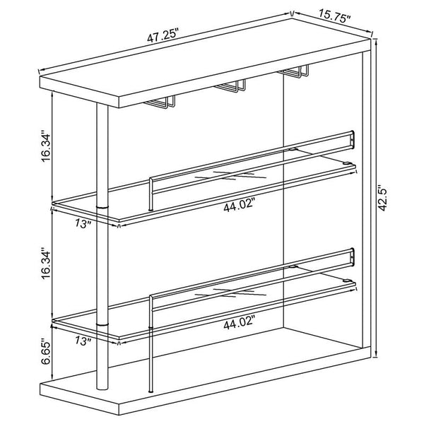 Prescott Rectangular 2-shelf Bar Unit Grey - 100156
