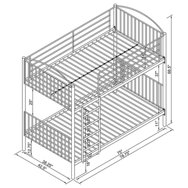 Anson Twin Over Twin Bunk Bed Silver - 400730T