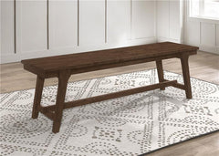 Reynolds Rectangular Trestle Base Dining Bench Brown Oak - 107593