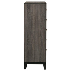Watson 5-drawer Chest Grey Oak and Black - 212425