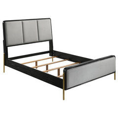 Arini Upholstered Eastern King Panel Bed Black and Grey - 224331KE