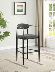 Tina Metal Pub Height Bar Stool with Upholstered Back and Seat Dark Grey (Set of 2) - 121189