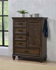 Franco 5-drawer Door Chest Burnished Oak - 200978