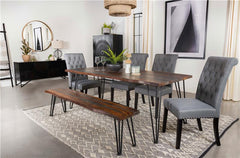 Neve Live-edge Dining Table with Hairpin Legs Sheesham Grey and Gunmetal - 193861